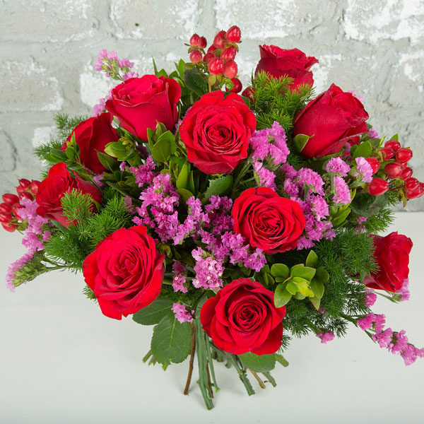 red roses, pink statis, Birthday Wishes Bouquet , Wedding anniversary Bouquet , Compliment Bouquet