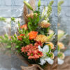 tuber rose, orange chrysanthemums, peach & orange roses, orange chrysanthemum, limonium,Birthday Wishes Bouquet , Wedding anniversary Bouquet , Compliment Bouquet