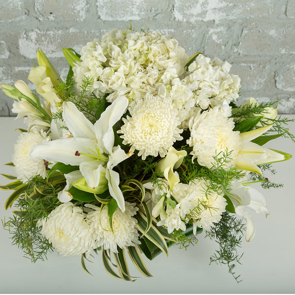 Selection of white flowers, including hydrangea and tuberose for a scented touch, Birthday Wishes Bouquet , Wedding anniversary Bouquet , Compliment Bouquet