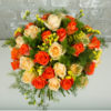 Peach avalanche and orange roses, yellow statice ,Birthday Wishes Bouquet , Wedding anniversary Bouquet , Compliment Bouquet